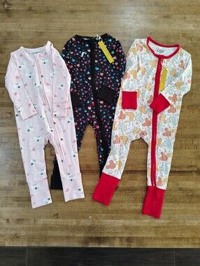MIOZING Hearts 6-12m SCAINF Magic & SCAINF Koala Princess 9-12m BAMBOO Rompers Z